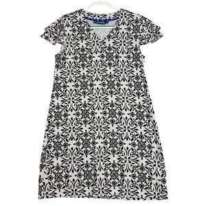 Banana Boat Dress Womens Medium White Black Geometric UPF 50+ Swim Cover Up